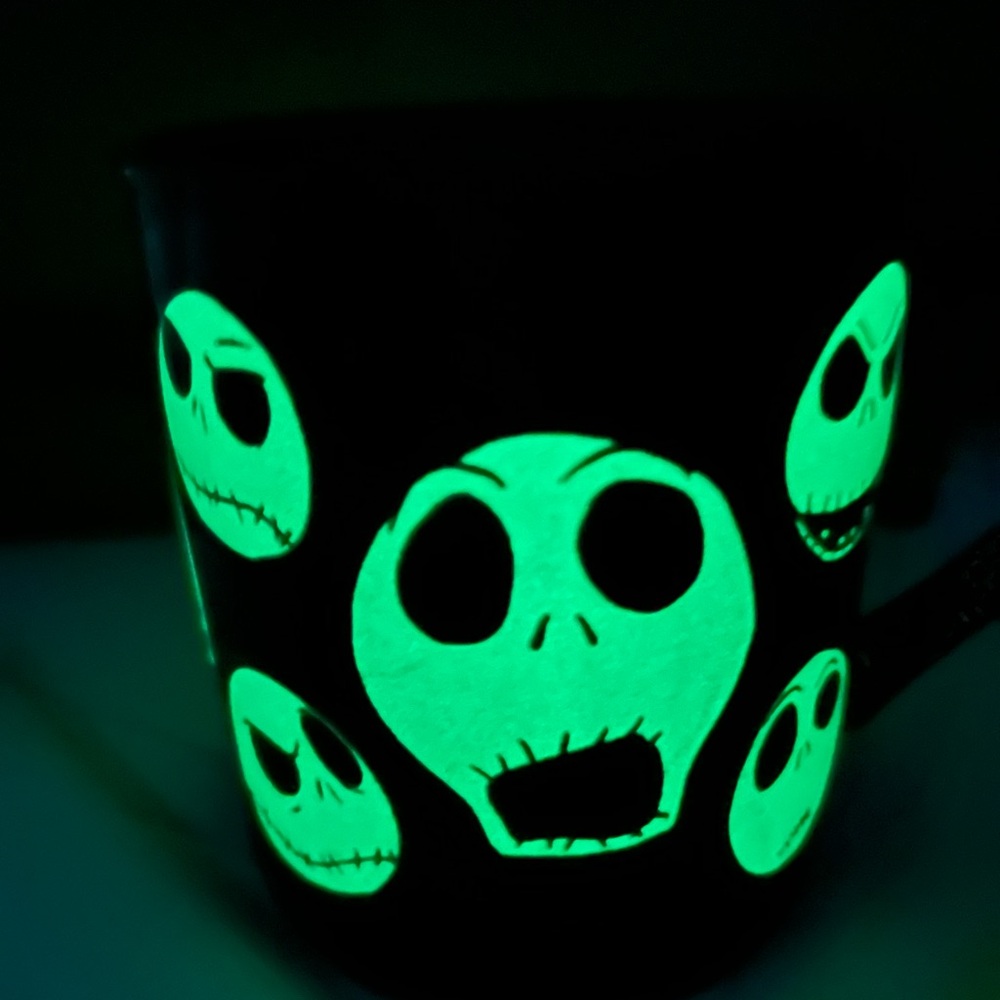 Disney Tim Burtons Nightmare Before Christmas Glow in dark black Coffee tea mug